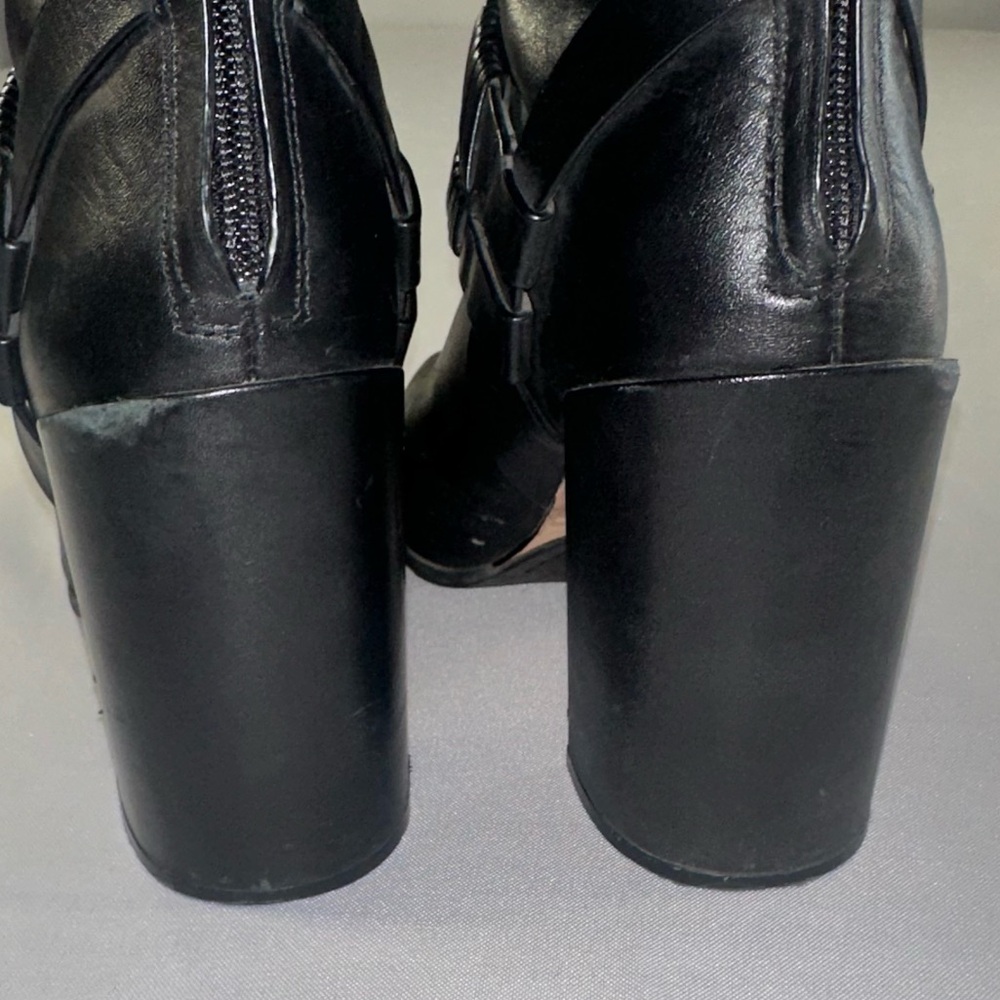 AD & DAUGHTERS Women's Size 7.5 Black Leather Declann Braided Chunky Heel Boot - Picture 10 of 15